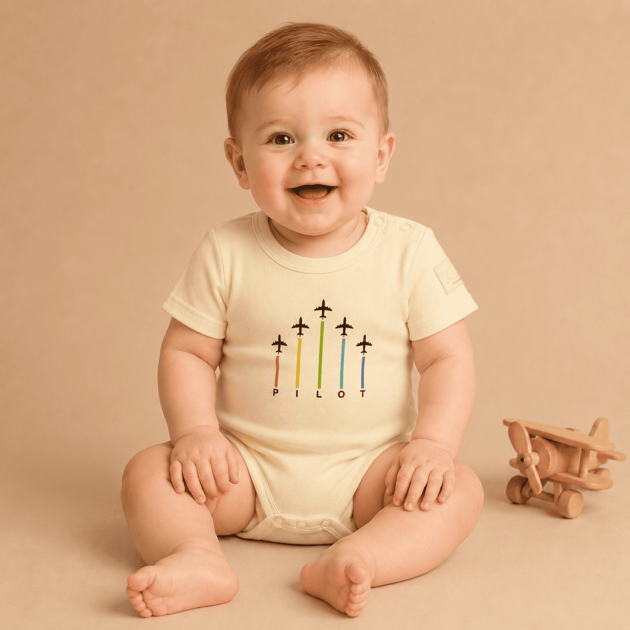 Baby Pilot Bodysuit Short Sleeve Aerobatic - Aviation - 100% Cotton Italian Design 0-24M
