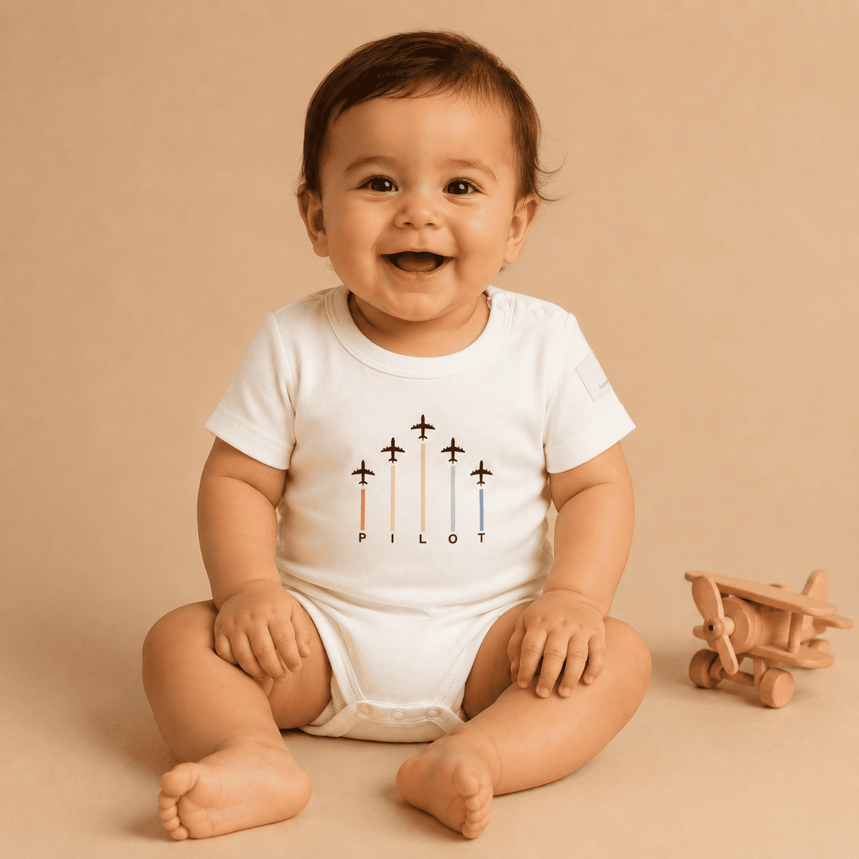 Baby Pilot Bodysuit Short Sleeve Aerobatic - Aviation - 100% Cotton Italian Design 0-24M