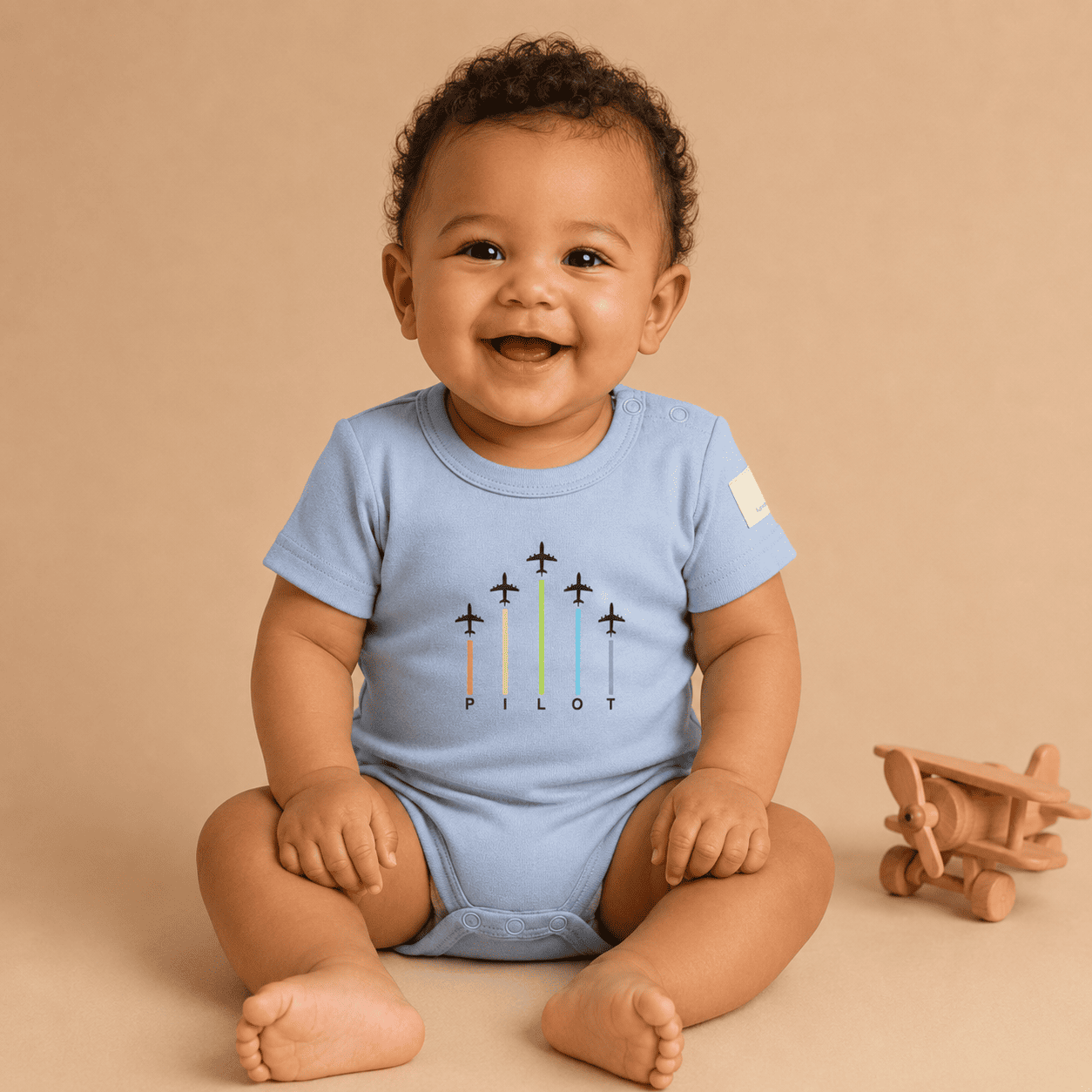 Baby Pilot Bodysuit Short Sleeve Aerobatic - Aviation - 100% Cotton Italian Design 0-24M