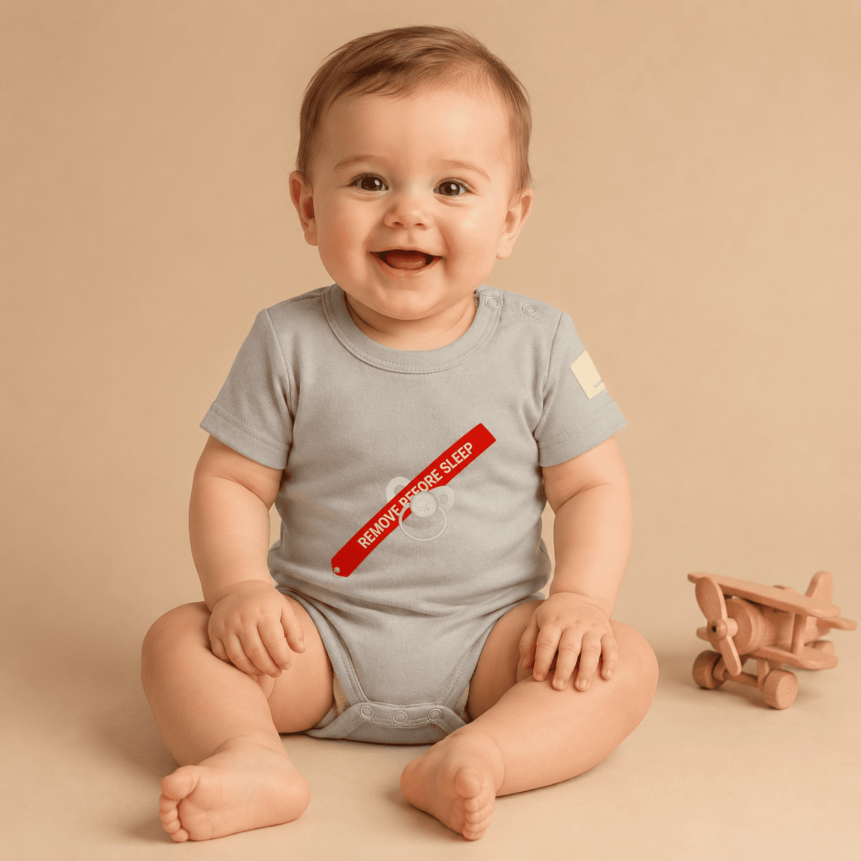 Body Bebé Manga Corta Algodón Aviación - 100% Algodón Diseño Italiano Remove Before Sleep 0-24M