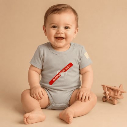 Body Bebé Manga Corta Algodón Aviación - 100% Algodón Diseño Italiano Remove Before Sleep 0-24M