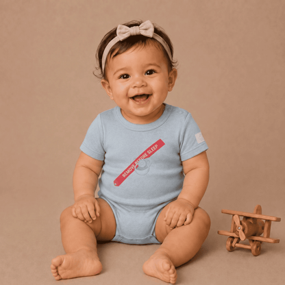 Body Bebé Manga Corta Algodón Aviación - 100% Algodón Diseño Italiano Remove Before Sleep 0-24M